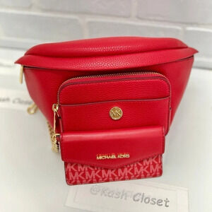 CMichael Kors Maisie 2-in-1 Sling WaistPack Large Fanny bag Crossbody Bright Red